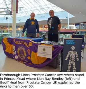 Farnborough Lions Prostate Cancer Awareness Satnd in Princes Mead during the Classic Motor Motor Vehicle Show