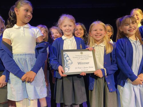 Delight on the faces of St Peter's Junior School Choir as they're declared the winners of the 2024 Farnborough School Choir Competion. Click on the picture for more details...