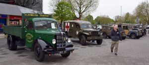 Vintage goods and military vehicles line the southern entrance to Queensmead as part of the Farnborough Classic Motor Vehicle Show