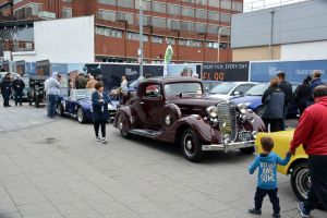 Magnificent motor vehicles line the length of Queensmead during the Farnborough Classic Motor Vehicle Show